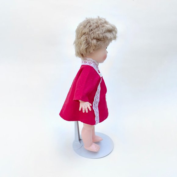 Vintage 60s Vinyl 12" Toddler Doll Marked K11 ~ Strawberry Blond Hair Aqua Eyes - Picture 3 of 10